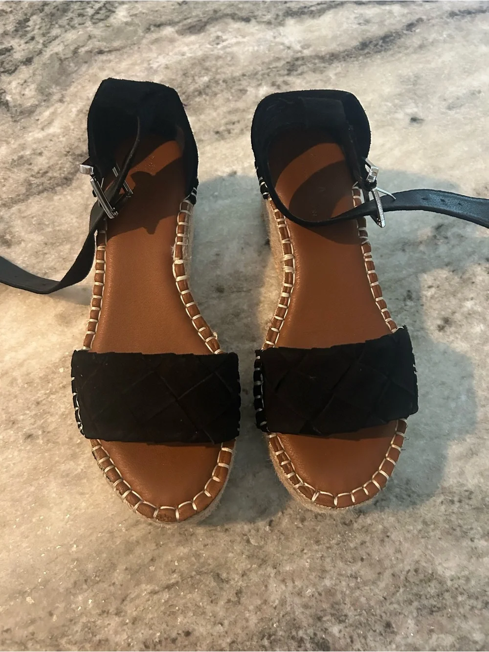 Michael by michael Shannon Black Espadrille Platform Sandals  size 7